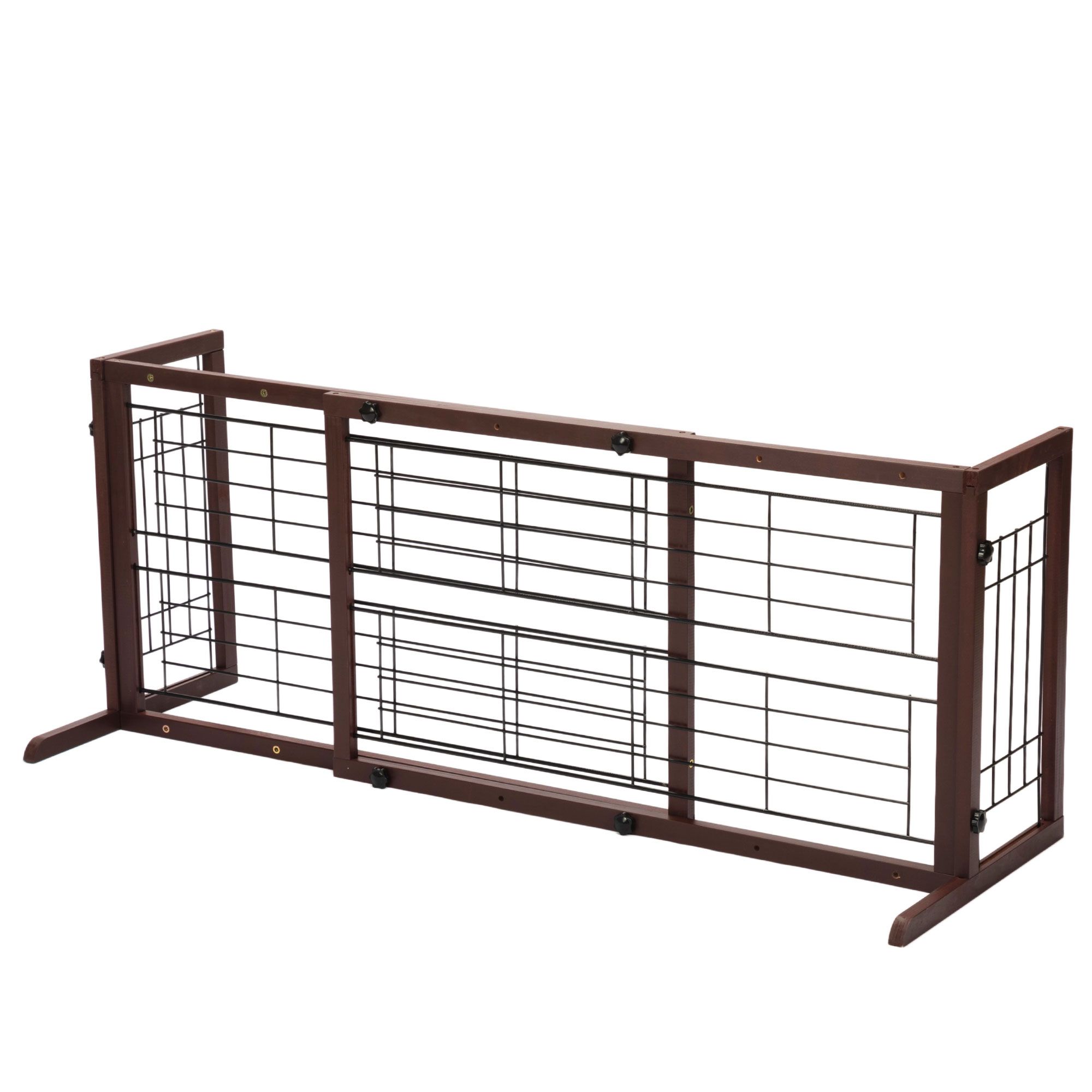 38"-71" Adjustable Wooden Pet Gate for Dogs, Indoor Freestanding Dog Fence for Doorways, Stairs, Deep Brown - Image 5