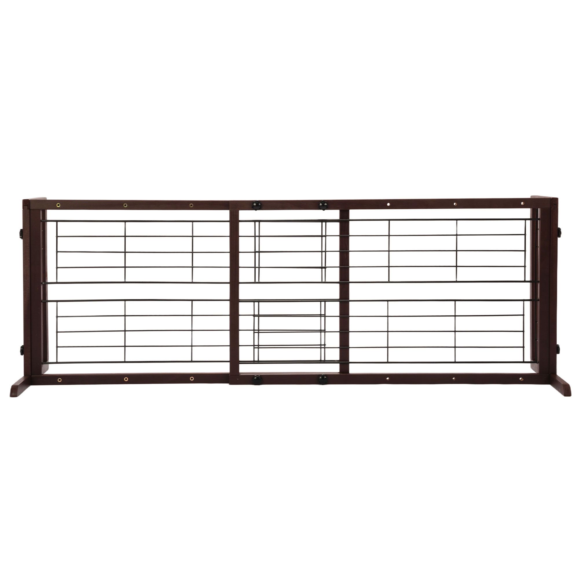38"-71" Adjustable Wooden Pet Gate for Dogs, Indoor Freestanding Dog Fence for Doorways, Stairs, Deep Brown - Image 7
