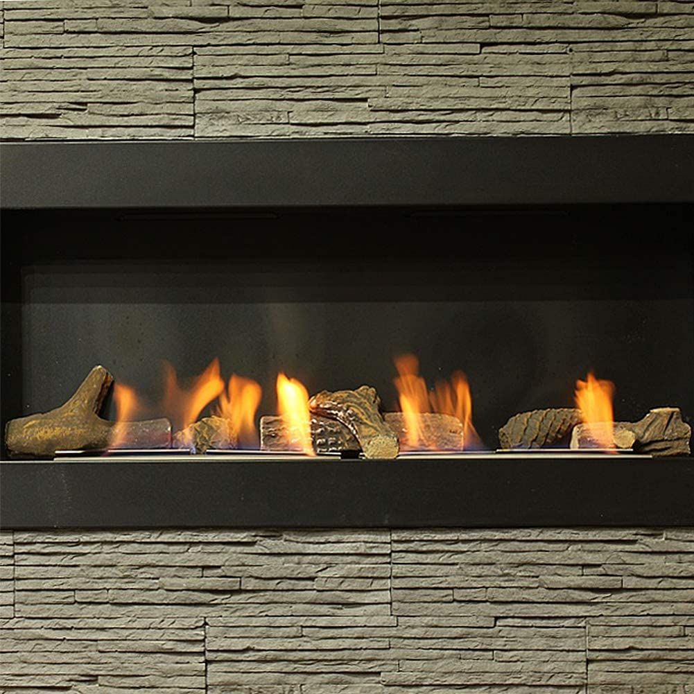 9 Pcs Fake Gas Fireplace Logs ; Ceramic Wood Fire Pit Logs Sets for Indoor or Outdoor Fireplace - Image 4