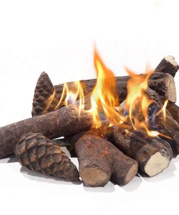 9 Pcs Fake Gas Fireplace Logs ; Ceramic Wood Fire Pit Logs Sets for Indoor or Outdoor Fireplace