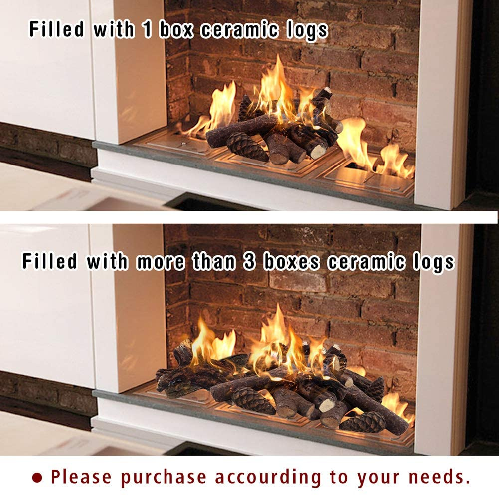 9 Pcs Fake Gas Fireplace Logs ; Ceramic Wood Fire Pit Logs Sets for Indoor or Outdoor Fireplace - Image 7