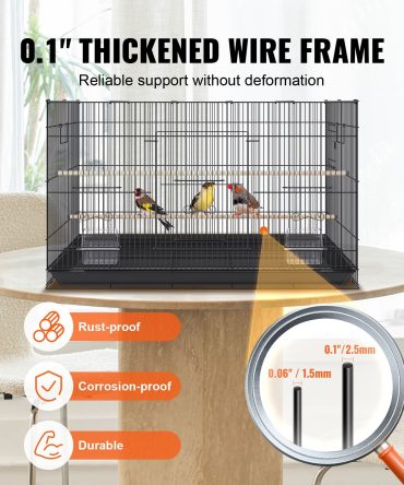 30 inch Bird Cage, Metal Large Parakeet Cages for Cockatiels Small Parrot Budgies Lovebirds Canaries, Pet Bird Cage with Rolling Stand and Tray