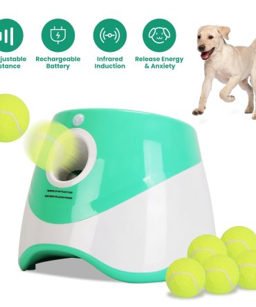 Automatic Dog Ball Launcher Included 6 Tennis Balls Dog With 3 Adjustable Launch Distance Interactive Ball Thrower Fetch Machine For Small Medium Dogs