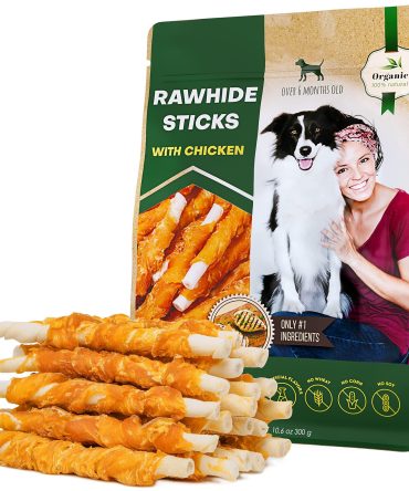 Dog Sticks Wrapped with Chicken & Pet Natural Chew Treats Grain Free Organic Meat & Human Grade Dried Snacks in Bulk for Training Small & Large Dogs