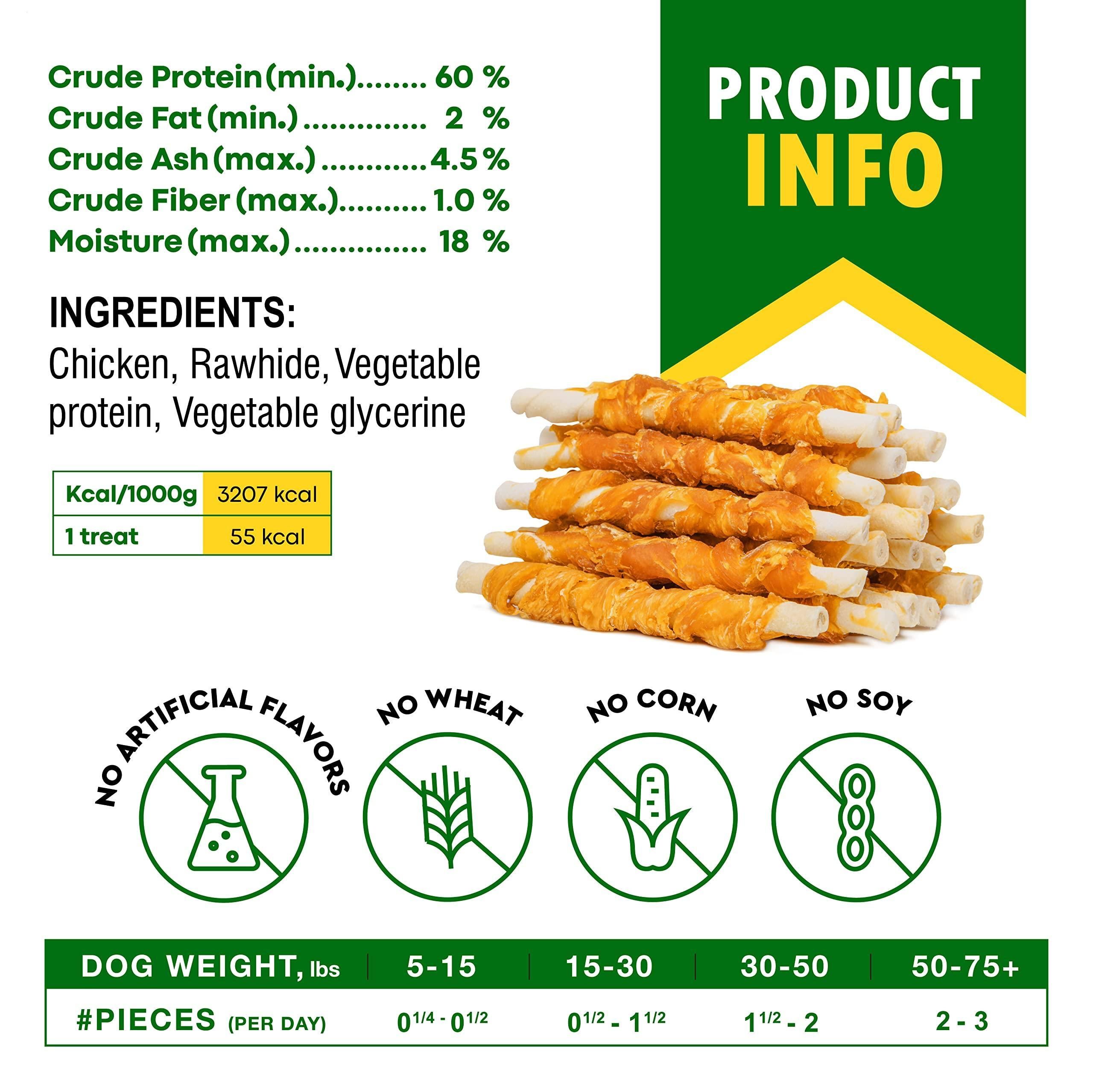 Dog Sticks Wrapped with Chicken & Pet Natural Chew Treats Grain Free Organic Meat & Human Grade Dried Snacks in Bulk for Training Small & Large Dogs - Image 5