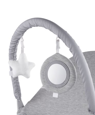 Baby Bouncer, Folding Bouncer Seat for Babies 0-9 Months, Newborn Bouncer Chair with 2 Reclining Angles & Rotatable Toy Bar, Portable Infant Rocker with Travel Bag for Indoor Outdoor, Light Gray