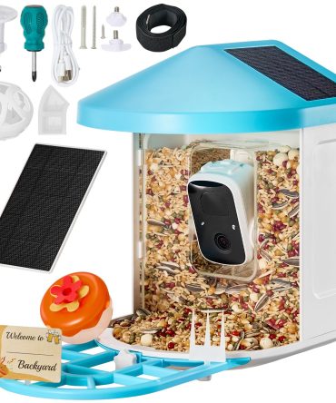 Smart Bird Feeder with Camera, 2K HD AI Identify 10000+ Bird Species, Solar-Powered Bird Watching Camera with Auto Capture & Instant Notify, Wireless Outdoor Gift for Bird Lover (3 Solar Panels)