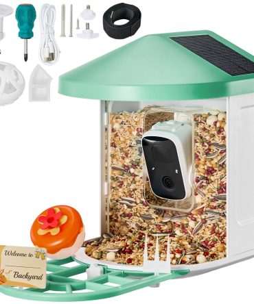 Smart Bird Feeder with Camera, 2K HD AI Identify 10000+ Bird Species, Solar-Powered Bird Watching Camera with Auto Capture & Instant Notify, Wireless Outdoor Gift for Bird Lover (2 Solar Panels)
