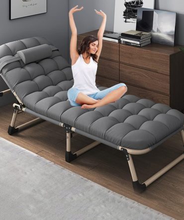 Heavy duty folding bed, camping bed with flip-up mattress (mattress included), portable guest bed, suitable for teenagers, adults, travel, garden, balcony, camping supplies