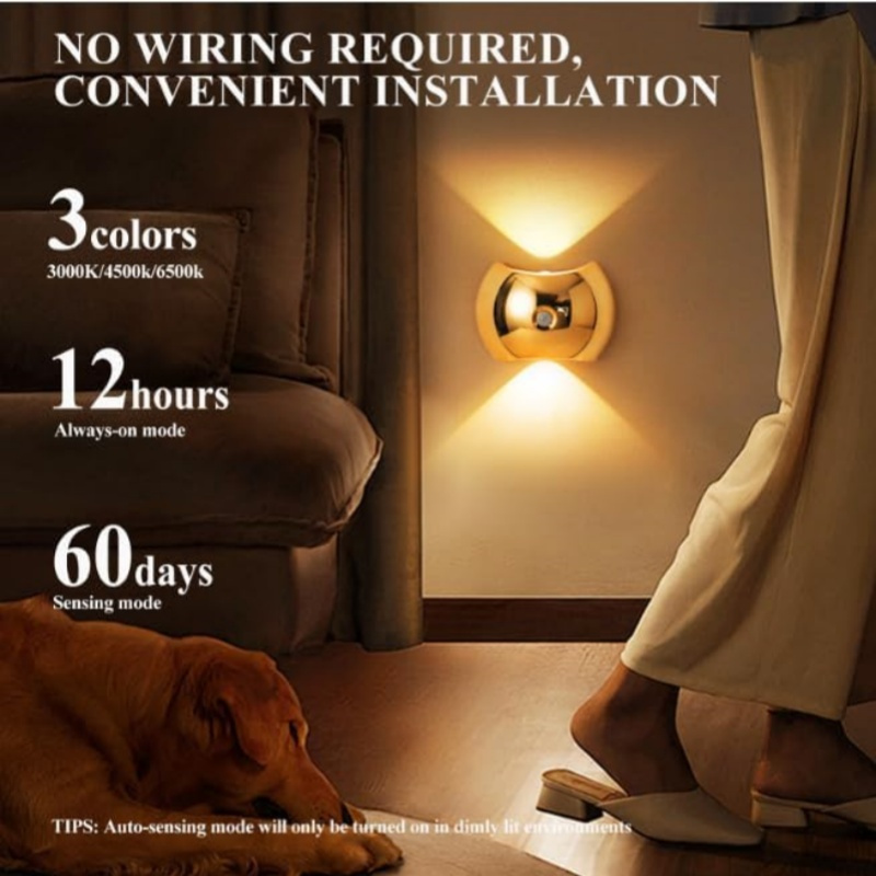 LED Modern Indoor Wall Light with Motion Sensor 3 Color Modes 2700K/4500K/6500K USB Rechargeable Magnetic Portable Wall Sconce for Living Room Bedroom 2 Packs - Image 13