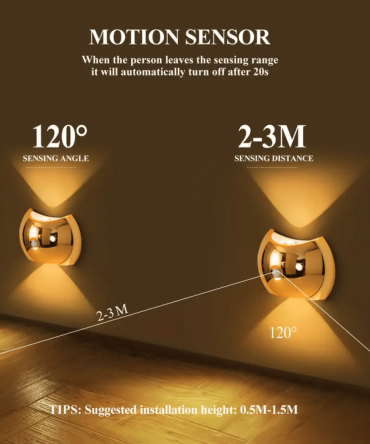 LED Modern Indoor Wall Light with Motion Sensor 3 Color Modes 2700K/4500K/6500K USB Rechargeable Magnetic Portable Wall Sconce for Living Room Bedroom 2 Packs