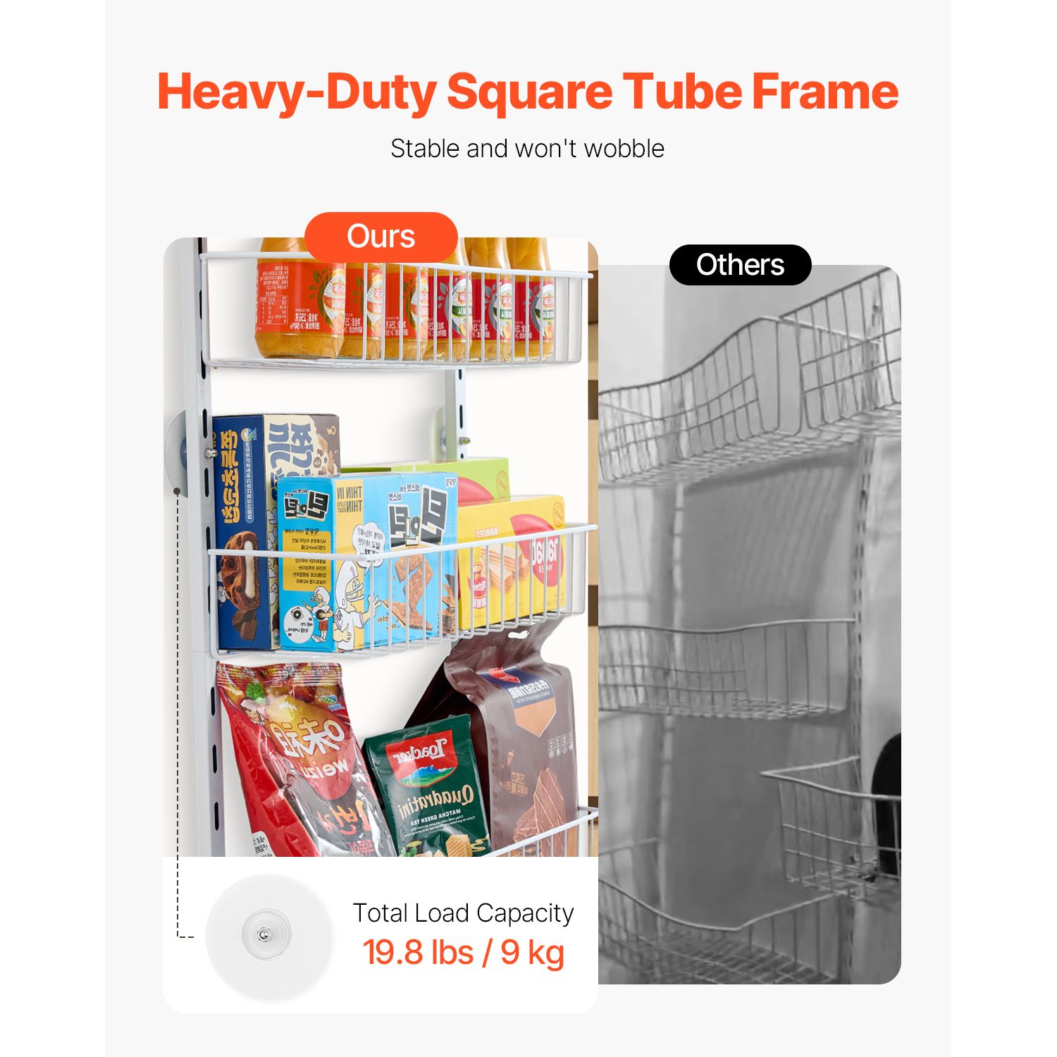Over the Door Pantry Organizer, 6-Tier Pantry Organization and Storage, Heavy-Duty Steel Hanging Spice Rack, Adjustable Wall Seasoning Shelves, for Home Kitchen Laundry Room Bathroom, White - Image 6