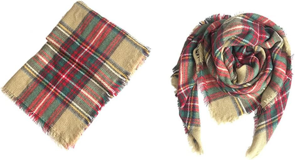 Womens Fall Winter Scarf Plaid Tassel Soft Warm Blanket Scarves Womens Shawl Wraps - Image 7