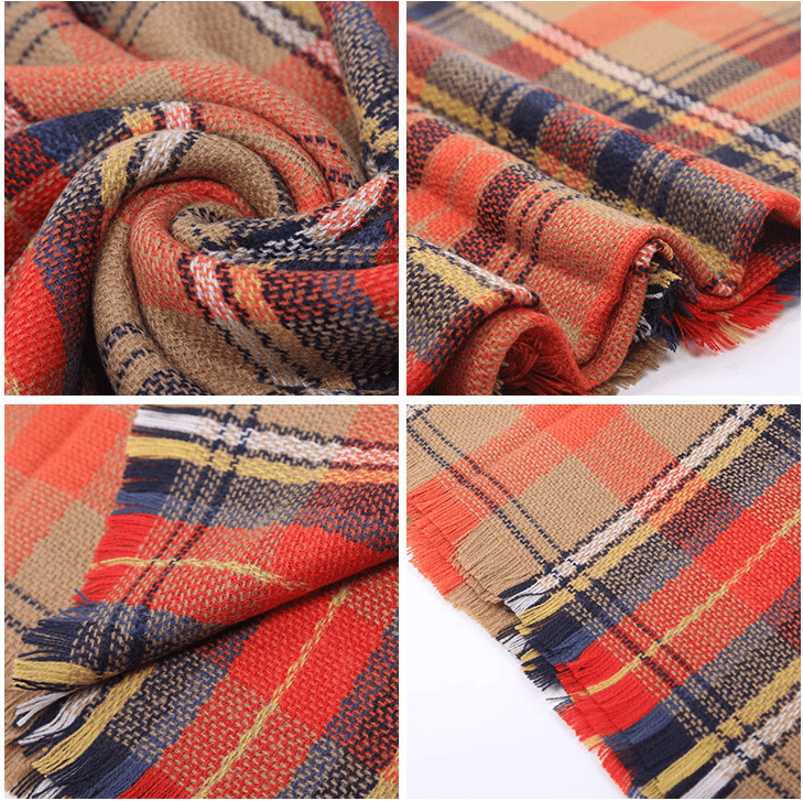 Womens Fall Winter Scarf Plaid Tassel Soft Warm Blanket Scarves Womens Shawl Wraps - Image 18