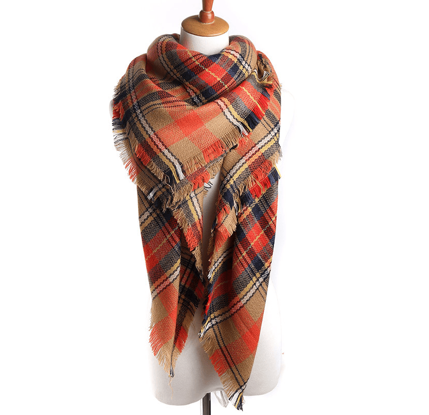 Womens Fall Winter Scarf Plaid Tassel Soft Warm Blanket Scarves Womens Shawl Wraps - Image 19