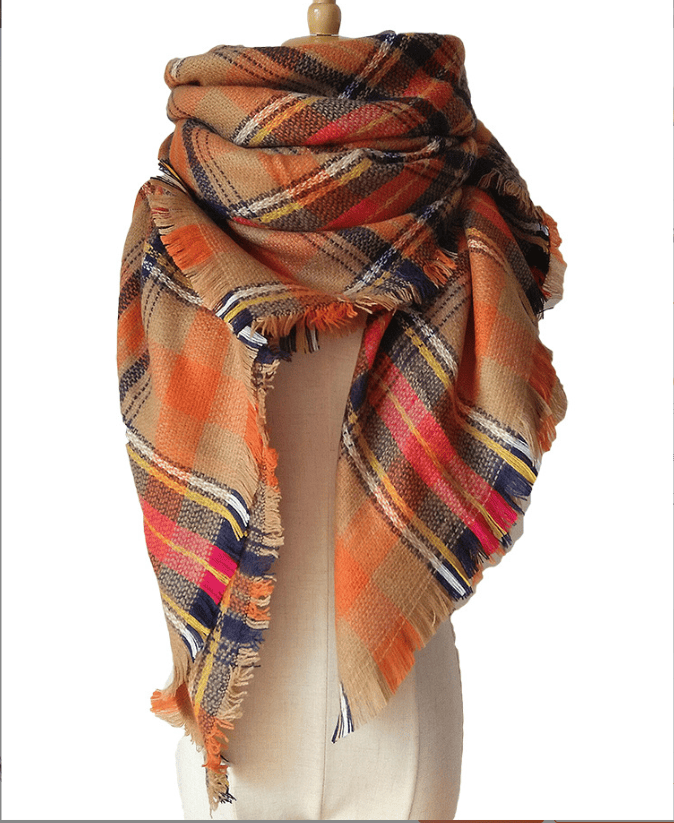 Womens Fall Winter Scarf Plaid Tassel Soft Warm Blanket Scarves Womens Shawl Wraps - Image 12