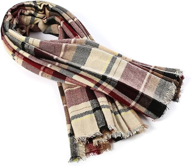 Womens Fall Winter Scarf Plaid Tassel Soft Warm Blanket Scarves Womens Shawl Wraps - Image 24