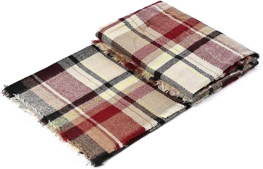 Womens Fall Winter Scarf Plaid Tassel Soft Warm Blanket Scarves Womens Shawl Wraps - Image 26