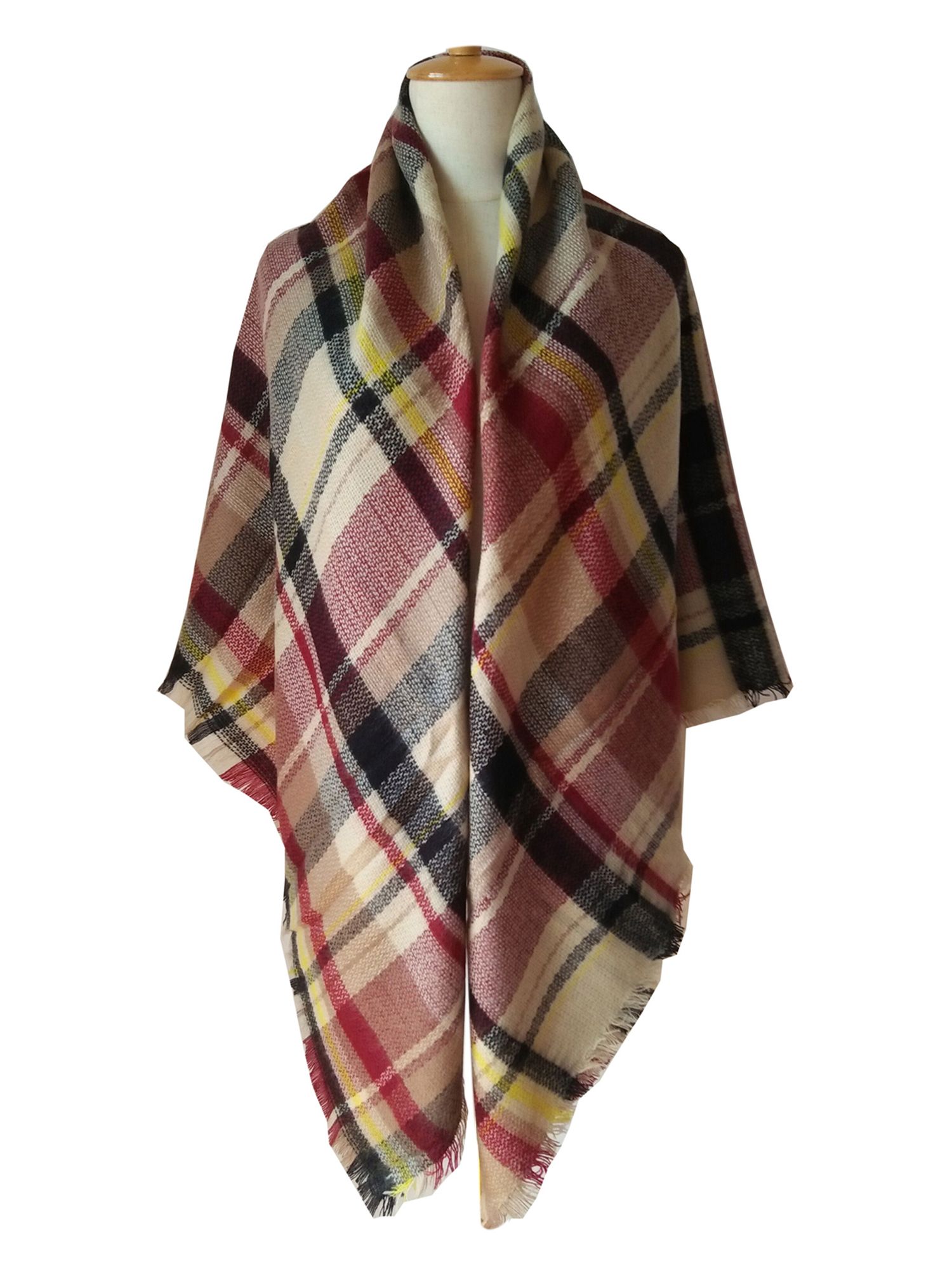 Womens Fall Winter Scarf Plaid Tassel Soft Warm Blanket Scarves Womens Shawl Wraps - Image 29