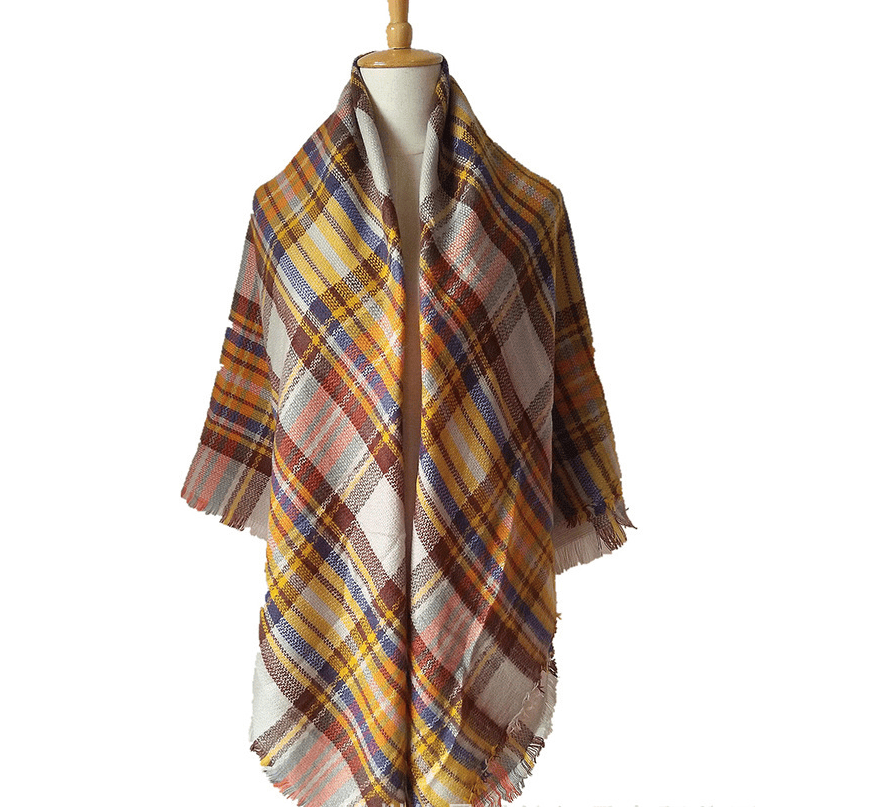 Womens Fall Winter Scarf Plaid Tassel Soft Warm Blanket Scarves Womens Shawl Wraps - Image 36