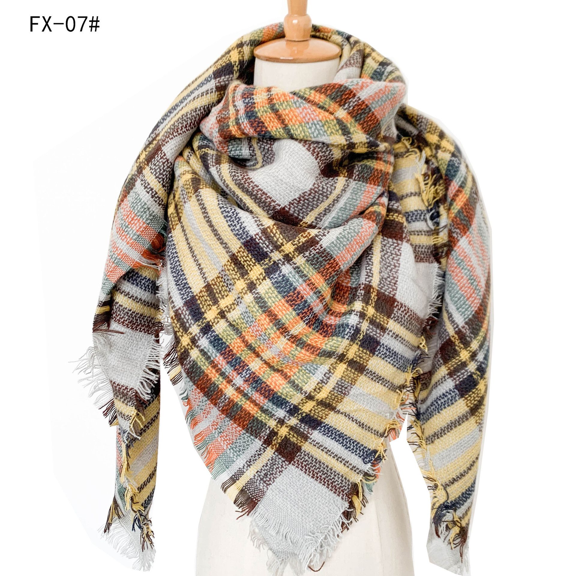 Womens Fall Winter Scarf Plaid Tassel Soft Warm Blanket Scarves Womens Shawl Wraps - Image 38