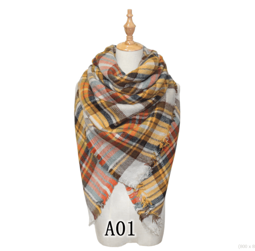Womens Fall Winter Scarf Plaid Tassel Soft Warm Blanket Scarves Womens Shawl Wraps - Image 35