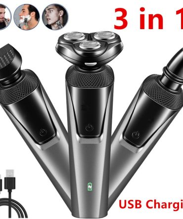 USB Rechargeable 3-In-1 Men's Professional Multi-function Cheek Beard Trimmer Men Nose Hair Cutting Barber Shaver Machine(Logistics only For USPS.TK/TMEU only For self-pickup)
