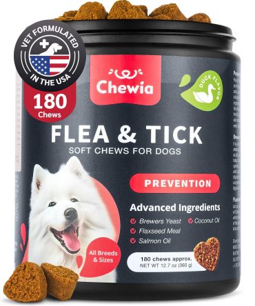 Dog Flea and Tick Treatment Chews FleaTick Prevention for Dogs Chewables Natural Dog Flea & Tick Control Soft Treats Immune Support Supplement