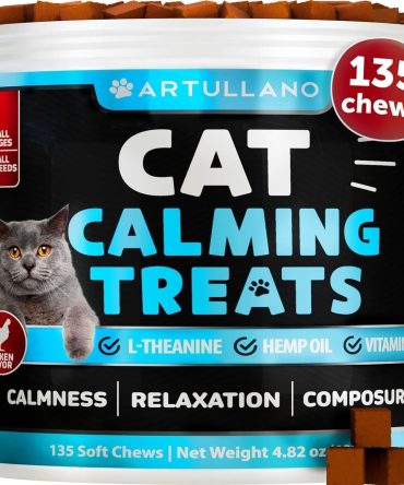 Hemp Cat Calming Treats for Stress & Anxiety Relief Cat Kittens Melatonin Made in USA Storm Anxiety Сomposure Grooming Separation Travel Care Calming Aid with Hemp Oil 135 Soft Chews