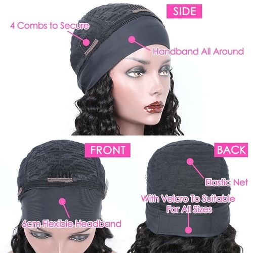 Headband Wig Afro Kinky Curly Human Hair Scarf Wig No GLUE Easy Wear - Image 4