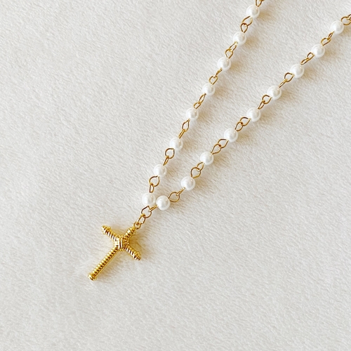 Cabled Cross Pendant Necklace - Image 2