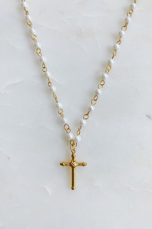 Cabled Cross Pendant Necklace - Image 8