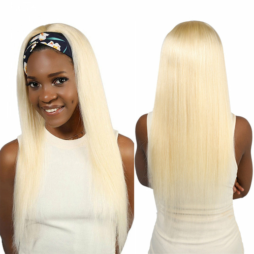 Straight 1B/613 Headband Human Hair Wigs For Black Women Blonde Scarf - Image 7