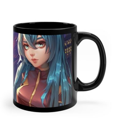Anime Girl in Space Black Coffee Tea Mug