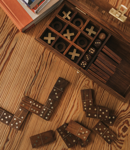 3-in-1 Game Set Dice, Dominoes, Tic Tac Toe - Handcrafted Wood - Image 3