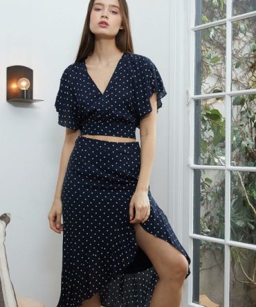Women's Wrap Asymmetrical Midi Skirt In Navy