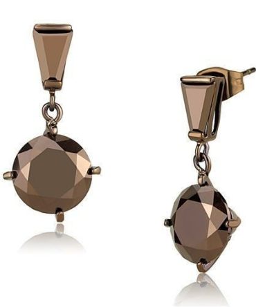 3W1133 - IP Coffee light Brass Earrings with AAA Grade CZ  in Light Co
