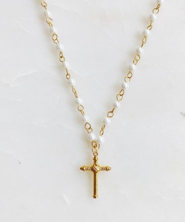 Cabled Cross Pendant Necklace