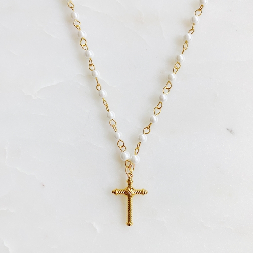 Cabled Cross Pendant Necklace