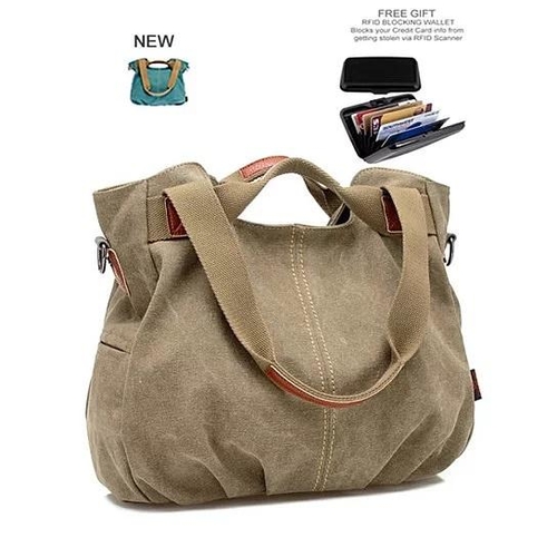 Canvas Satchel Handbag with Free RFID Case in 7 Colors - DUPLICATE - Image 4
