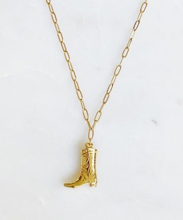Golden Cowgirl Boot Necklace