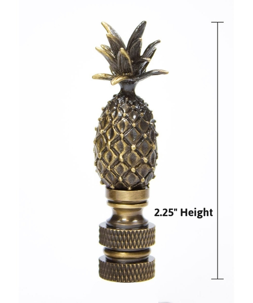 Tall Pineapple Lamp Finial Antique Brass Metal 2.5"h - Image 2