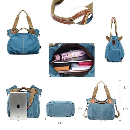 Canvas Satchel Handbag with Free RFID Case in 7 Colors - DUPLICATE - Image 6
