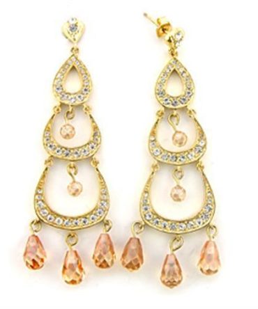 7X372 Gold 925 Sterling Silver Earrings with AAA