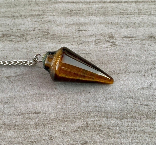 Natural Tigers Eye Pendulum with Mystery Charm | Bag Charm - Image 2
