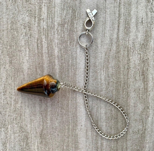 Natural Tigers Eye Pendulum with Mystery Charm | Bag Charm - Image 3