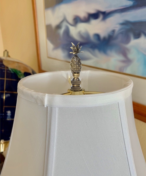 Tall Pineapple Lamp Finial Antique Brass Metal 2.5"h - Image 6