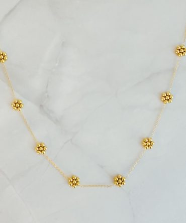 Dainty Golden Bead Flower Necklace - Waterproof Stainless Steel