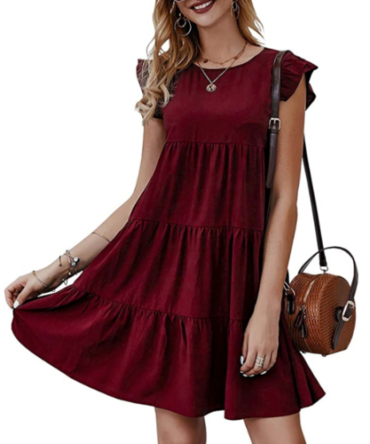 Womens Flowy Dress with Cap Sleeves