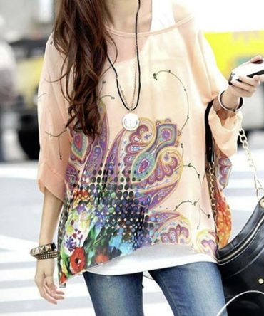 Womens Paisley Print Chiffon Top
